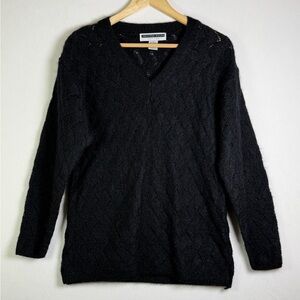 Vintage 90s Women’s Mohair Blend Black Knit Sweater Minimalist Soft Goth Sz S